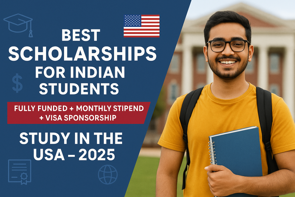 Best USA Scholarships for Indian Students to Study in the USA: Fully Funded + Monthly Stipend + Visa Sponsorship (2025 Guide)